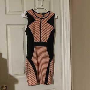 Women’s peach and black striped dress